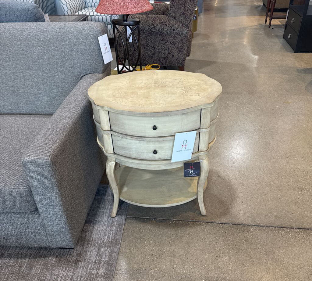 Jarvis Oval 2-Drawer END/SIDE TABLE 24w18d26h