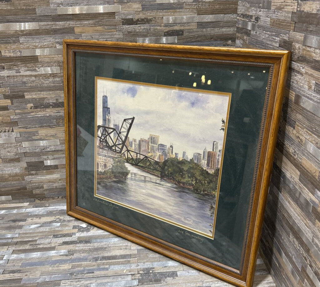 Framed St. Charles Air Line Bridge Print ART WORK 20x18