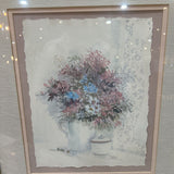 Brass Framed Floral Lithograph Print ART WORK 20x24