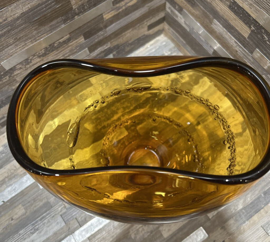 Golden Amber Bubble Swirl Glass Vase ACCESSORIES 7w5d9h