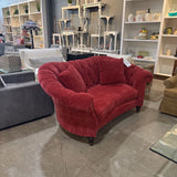 Velvet Art Nouveau Barrel Back SOFA Red 77w40d36h