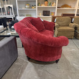 Velvet Art Nouveau Barrel Back SOFA Red 77w40d36h