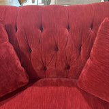 Velvet Art Nouveau Barrel Back SOFA Red 77w40d36h