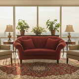 Velvet Art Nouveau Barrel Back SOFA Red 77w40d36h