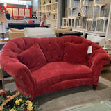 Velvet Art Nouveau Barrel Back SOFA Red 77w40d36h