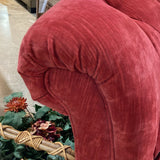 Velvet Art Nouveau Barrel Back SOFA Red 77w40d36h
