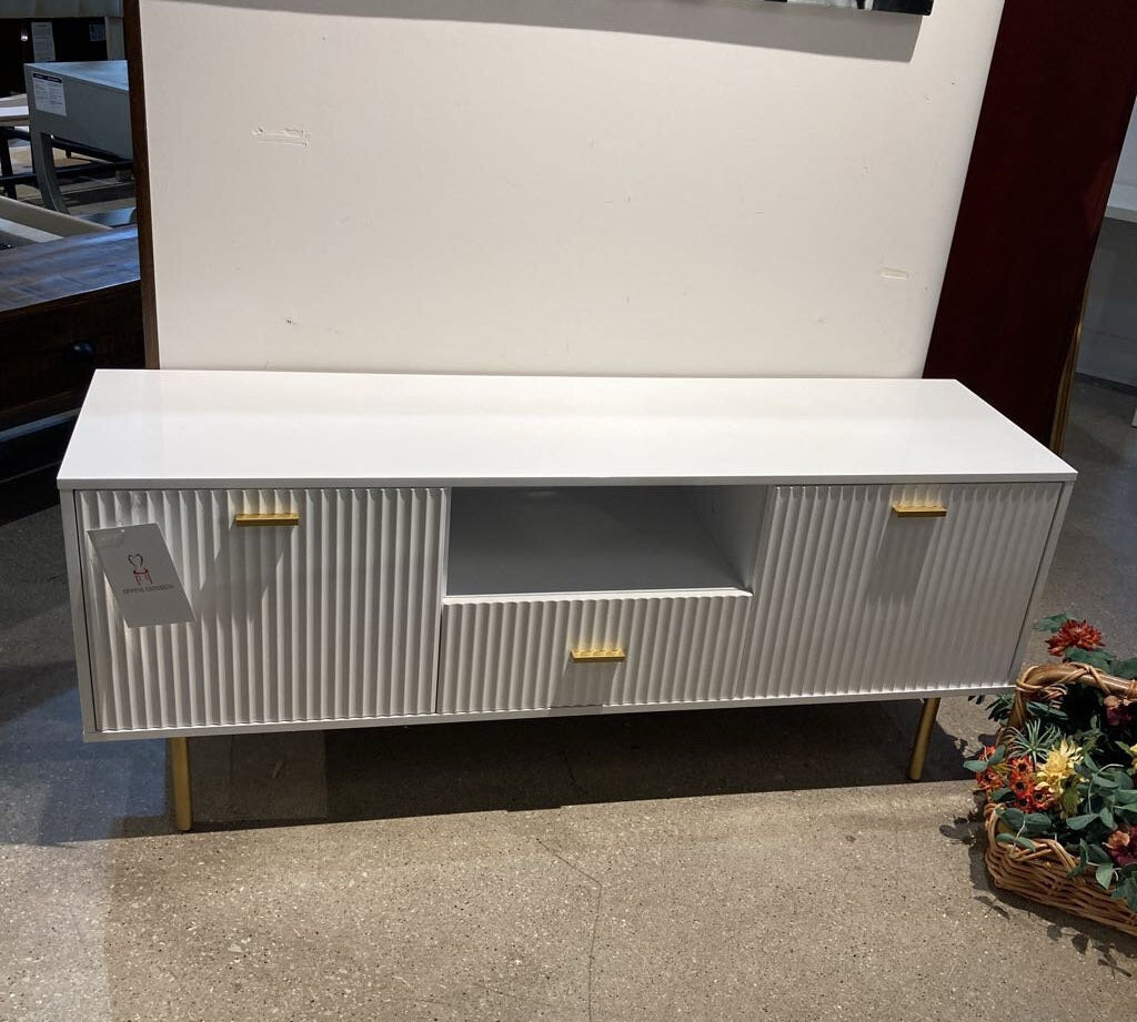 West Elm Quinn Collection Lacquer Finish MEDIA CONSOLE White 58Wx15.75Dx24H