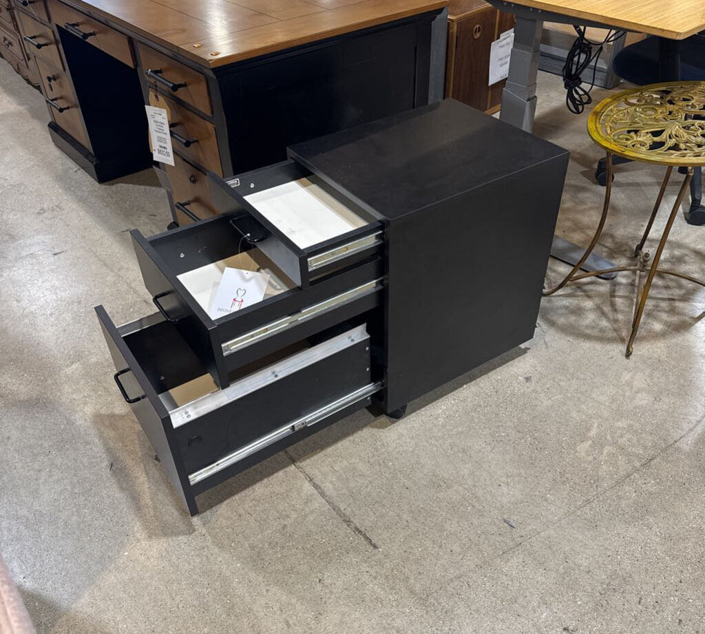 Techline Mobile 3-Drawer FILE CABINET Black 16w20d23.5h