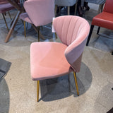 MCM Upholstered Side Chair DINING CHAIRS Pink/Gold 28w18d28h