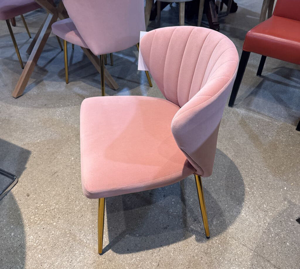 MCM Upholstered Side Chair DINING CHAIRS Pink/Gold 28w18d28h
