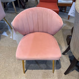 MCM Upholstered Side Chair DINING CHAIRS Pink/Gold 28w18d28h