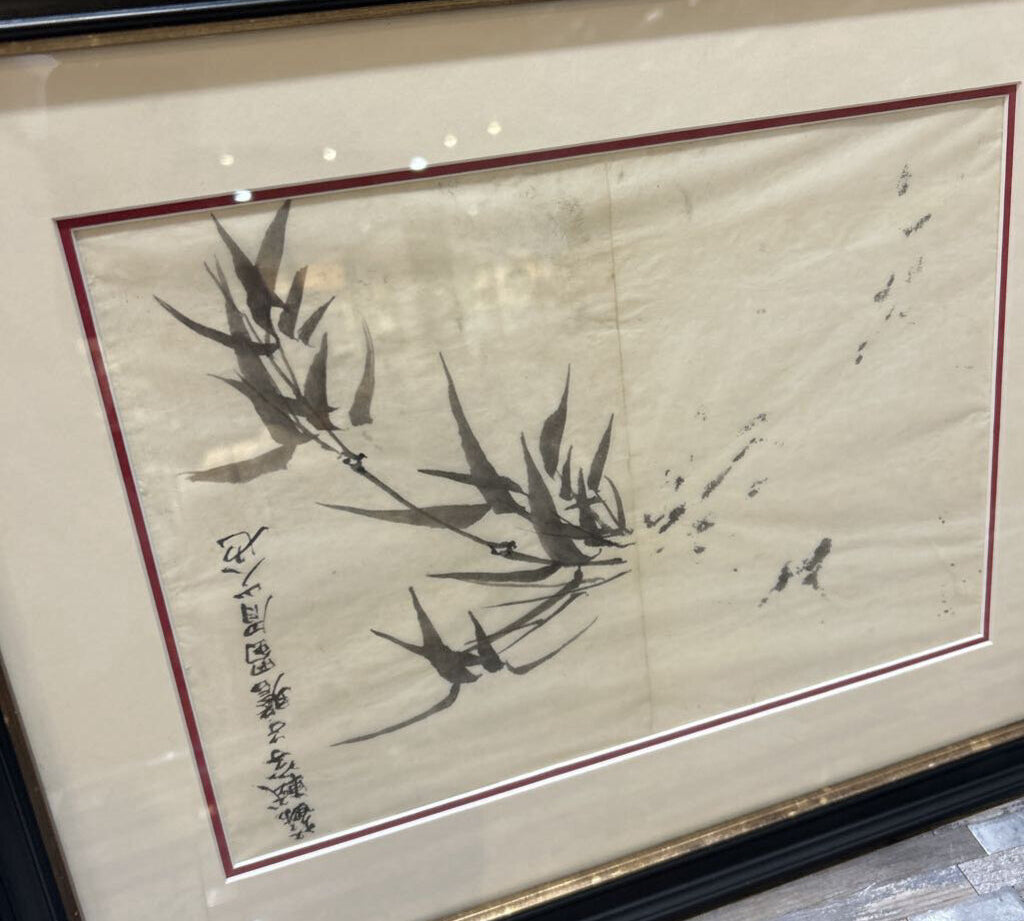 2pc Set Vintage Framed Chinese Orchid Watercolors ART WORK 17.5x14