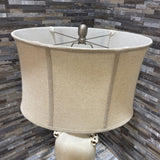 Handled Pottery Base w/ Linen Shade TABLE LAMP 17Wx11Dx29H