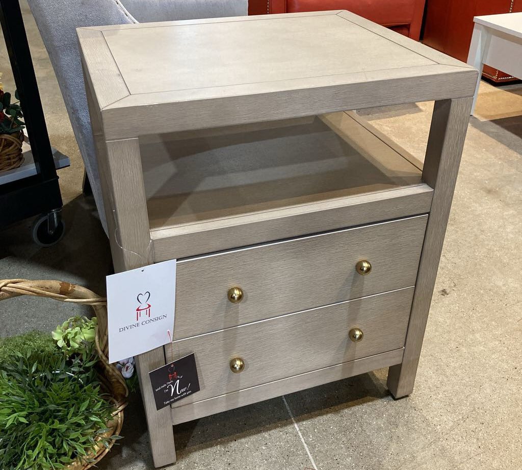Celine 2-Drawer NIGHTSTAND Light Ash/Gold 21w17d27h