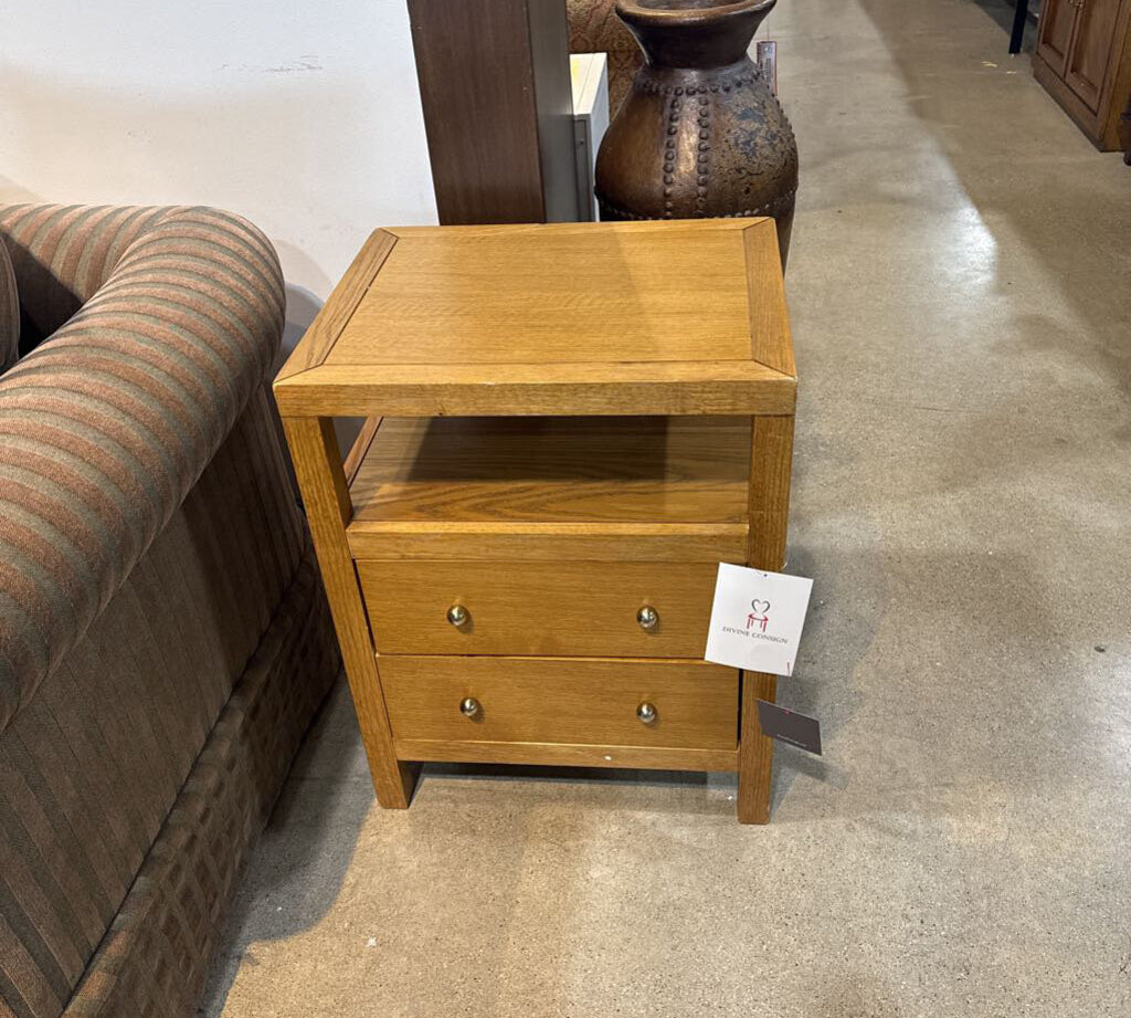 Celine 2-Drawer NIGHTSTAND Honey Brown/Gold 21w17d27h