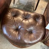 Bradington Young Tufted Leather Wingback w/ Cowhide Trim & Ottoman LOUNGE CHAIRS 36w40d40h