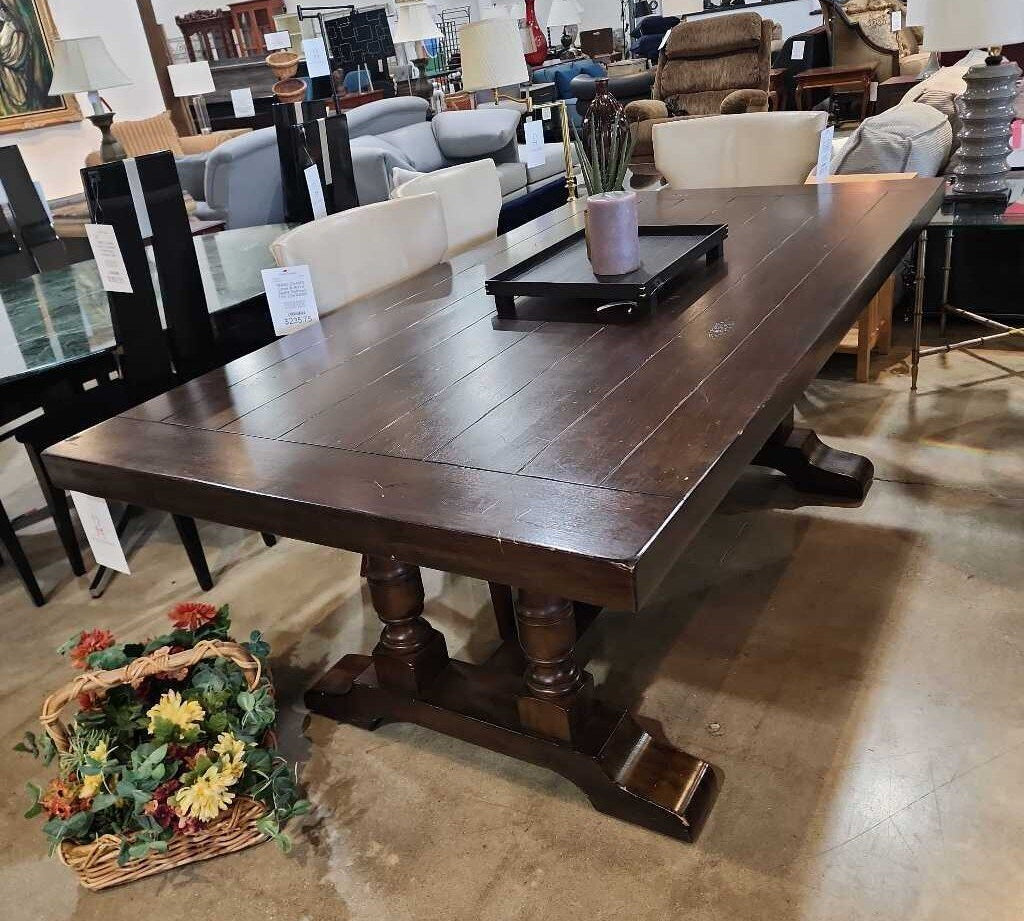 Traditional Trestle Solid Wood DINING TABLE 80w42d30h
