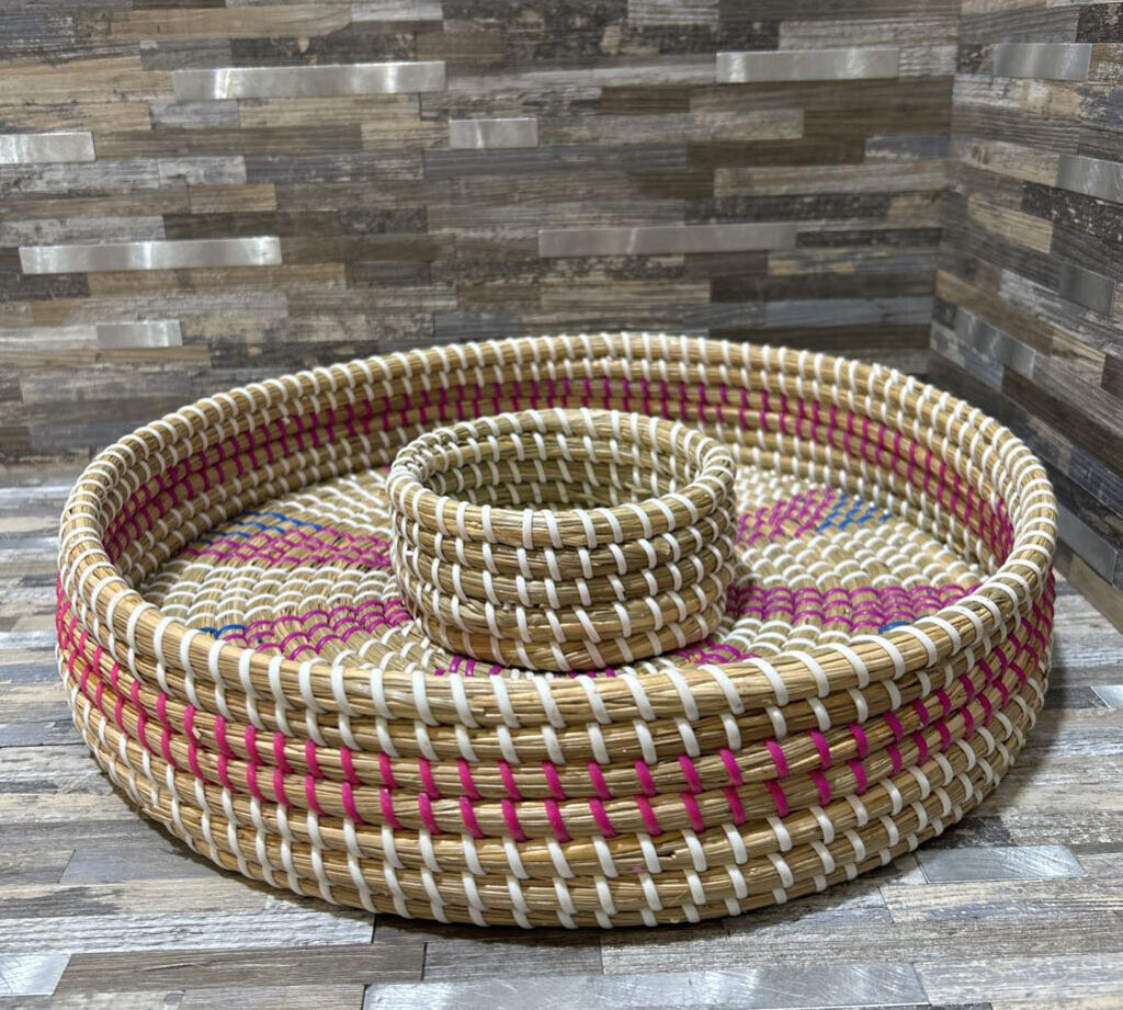 Round Colorful Rattan Serving Bowl ACCESSORIES 14.5d3h