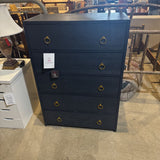 Lark Tall 5-Drawer DRESSERS/CHESTS Navy/Gold 36w18d51h