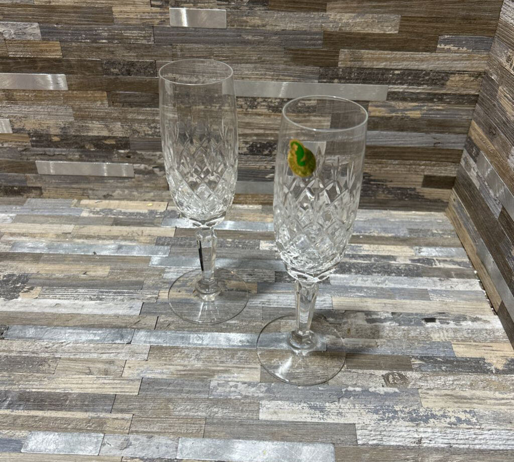 Waterford 2pc Set Crystal Champagne Glasses ACCESSORIES 2.5d7.5h