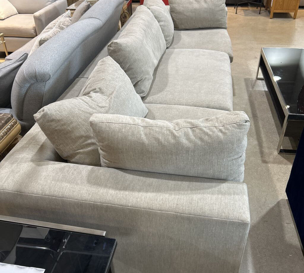Pottery Barn Dream Chenille Grand Square Arm SOFA Pebble 128w43d24h