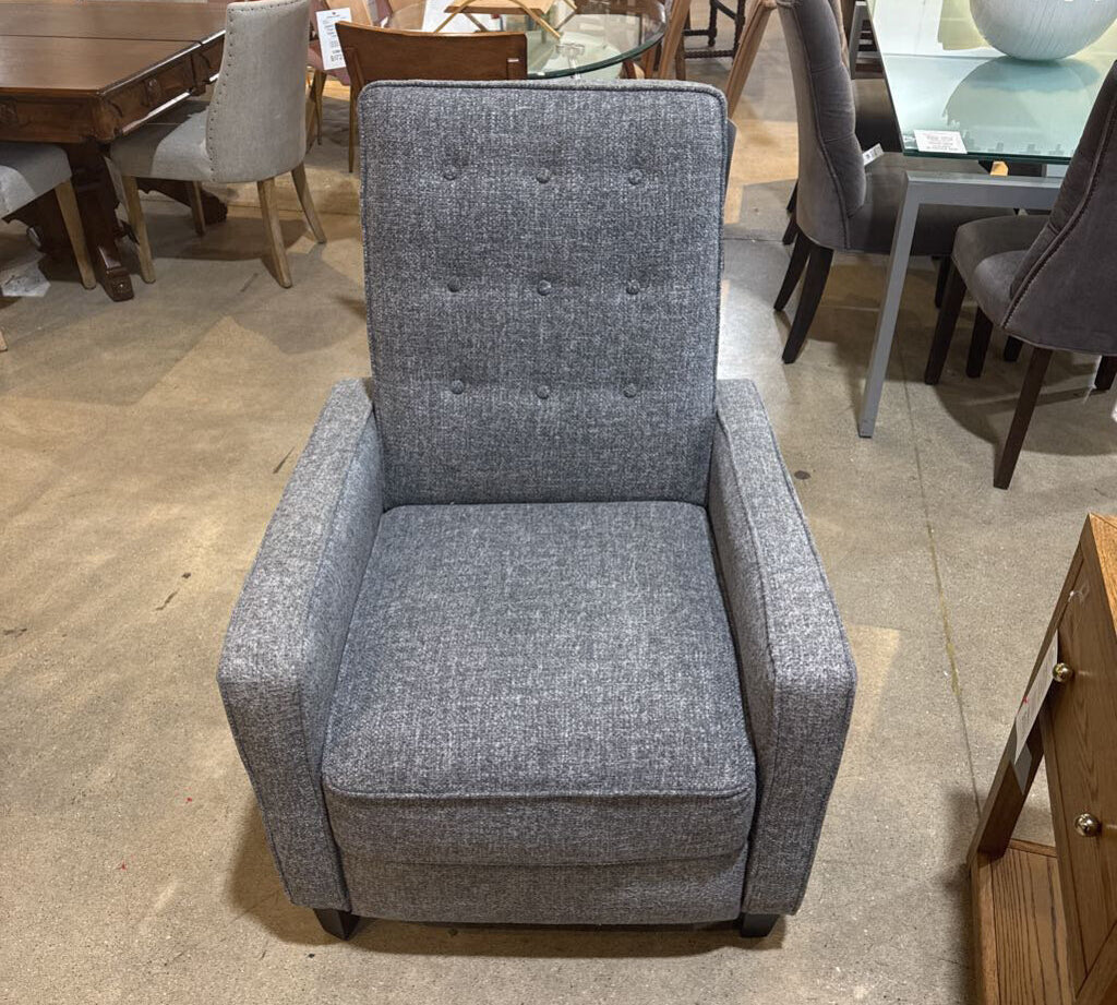 MCM Button Tufted Fabric Manual Push Back RECLINERS Gray 29w29d40h