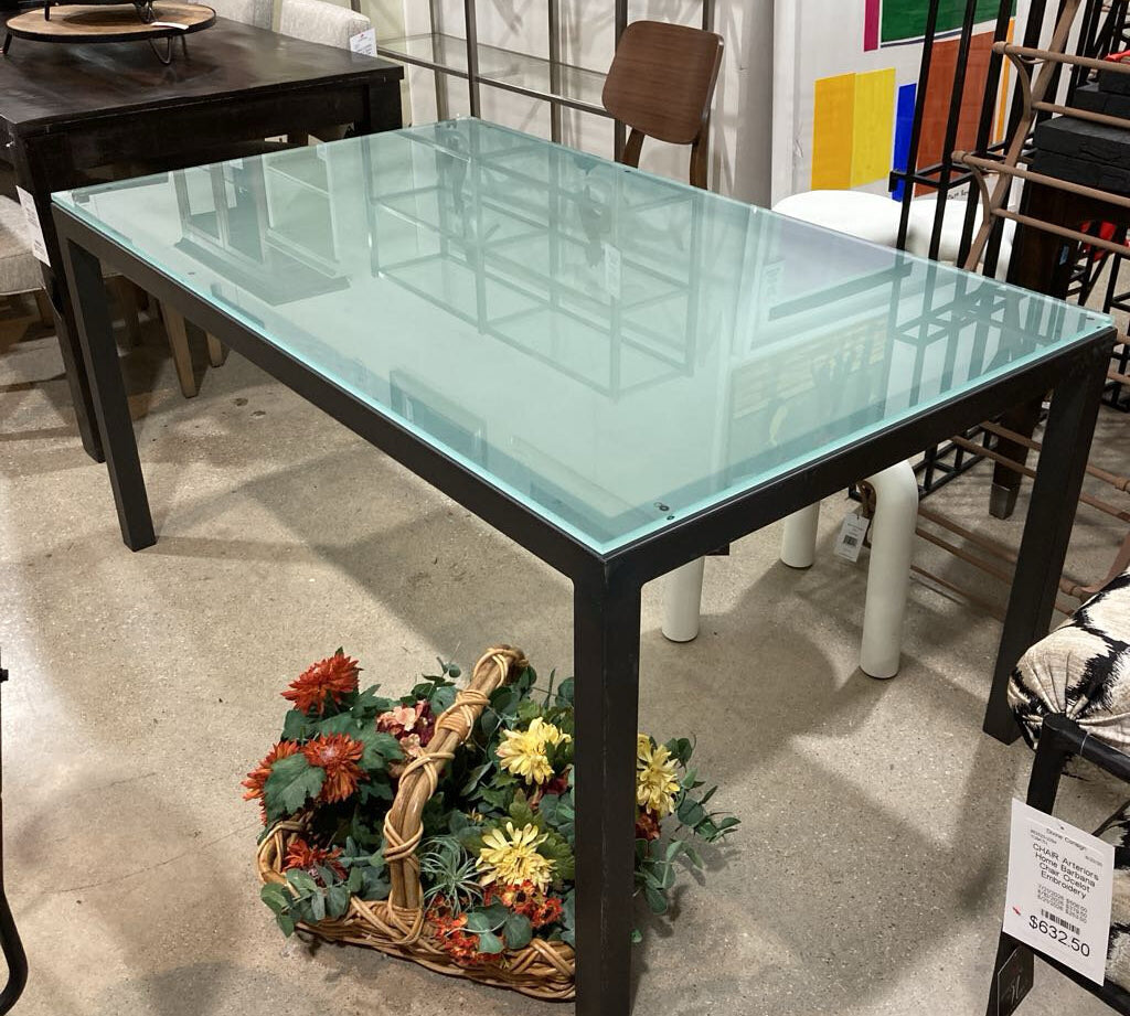 Crate & Barrel Parsons Glass Top DINING TABLE 60w36d29h