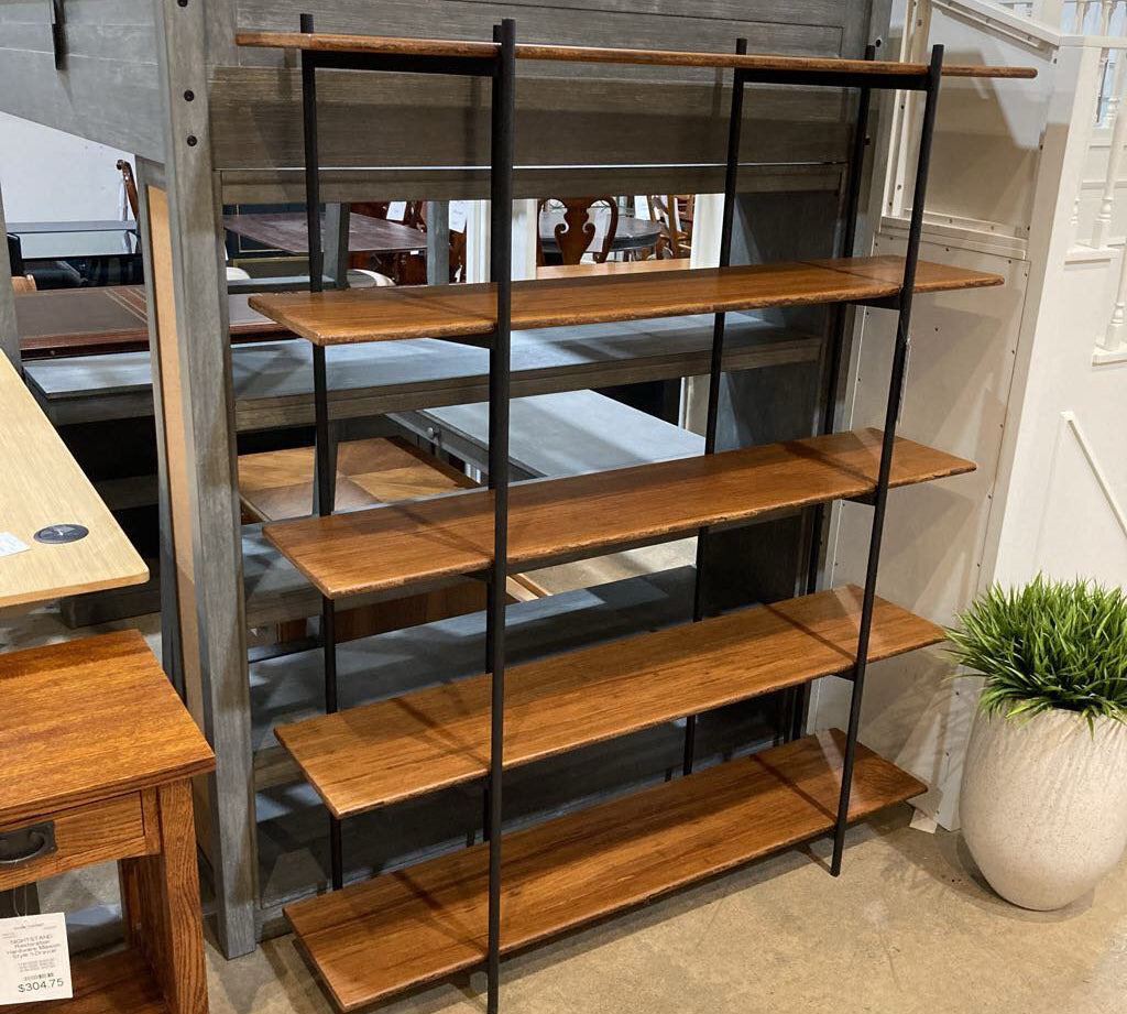 MCM Tiered Iron & Wood BOOK SHELF 55w13d66.5h