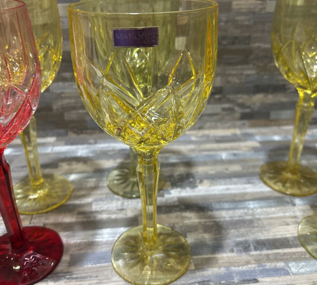 8pc Set Multi-Colored Crystal Goblets GIFT 3.5d8.5h