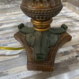 Vintage Bronze Base w/ Beaded Fringe Shade TABLE LAMP 10w10d28h