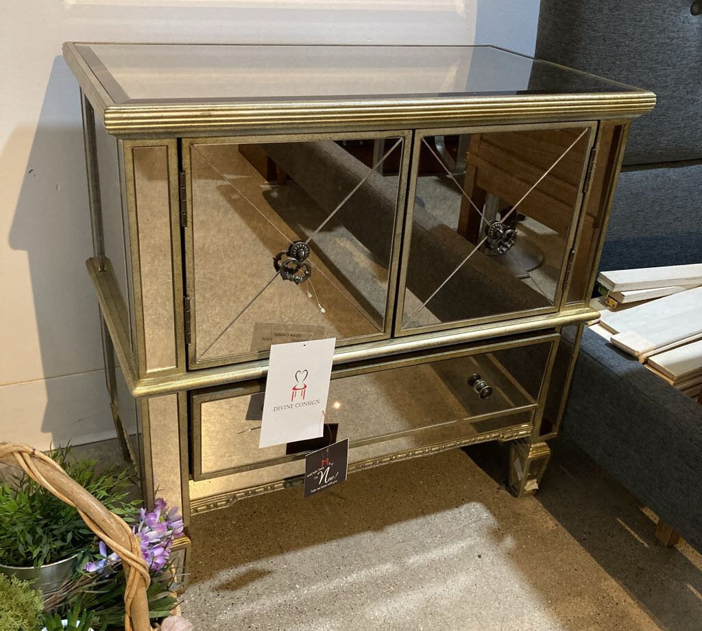 Celeste Mirrored 2-Door Chest FURNITURE 29.5w17d29.5h