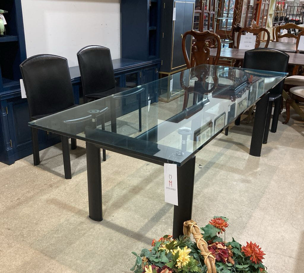 Le Corbusier LC6 Glass Top DINING TABLE 89w33.5d28.5h