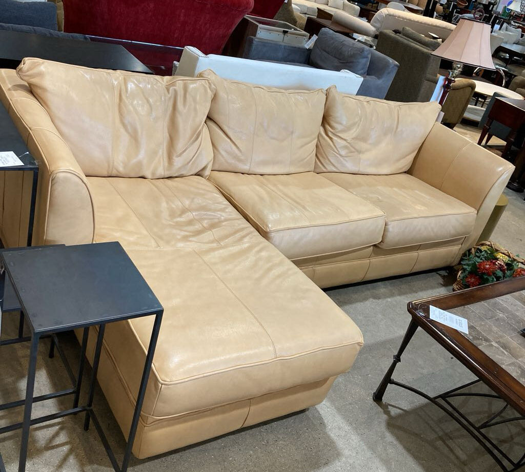 2pc Top Grain Leather Left-Facing SECTIONAL Camel 107w66d37h