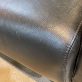 Piero Lissoni for Cassina Modern Leather w/ Sculptural Metal Base SOFA Black 88Wx39Dx32H