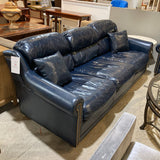 Leather Rollarm w/ Nailhead Trim SOFA Navy 86w36d32h