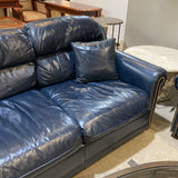Leather Rollarm w/ Nailhead Trim SOFA Navy 86w36d32h