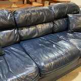 Leather Rollarm w/ Nailhead Trim SOFA Navy 86w36d32h