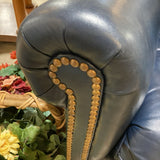 Leather Rollarm w/ Nailhead Trim SOFA Navy 86w36d32h