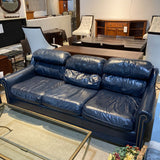 Leather Rollarm w/ Nailhead Trim SOFA Navy 86w36d32h
