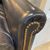 Leather Rollarm w/ Nailhead Trim SOFA Navy 86w36d32h