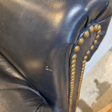 Leather Rollarm w/ Nailhead Trim SOFA Navy 86w36d32h