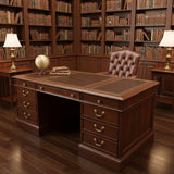 Sligh Furniture Executive Desk w/ Leather Bound Top Gold Leaf DESKS 72w36d30h