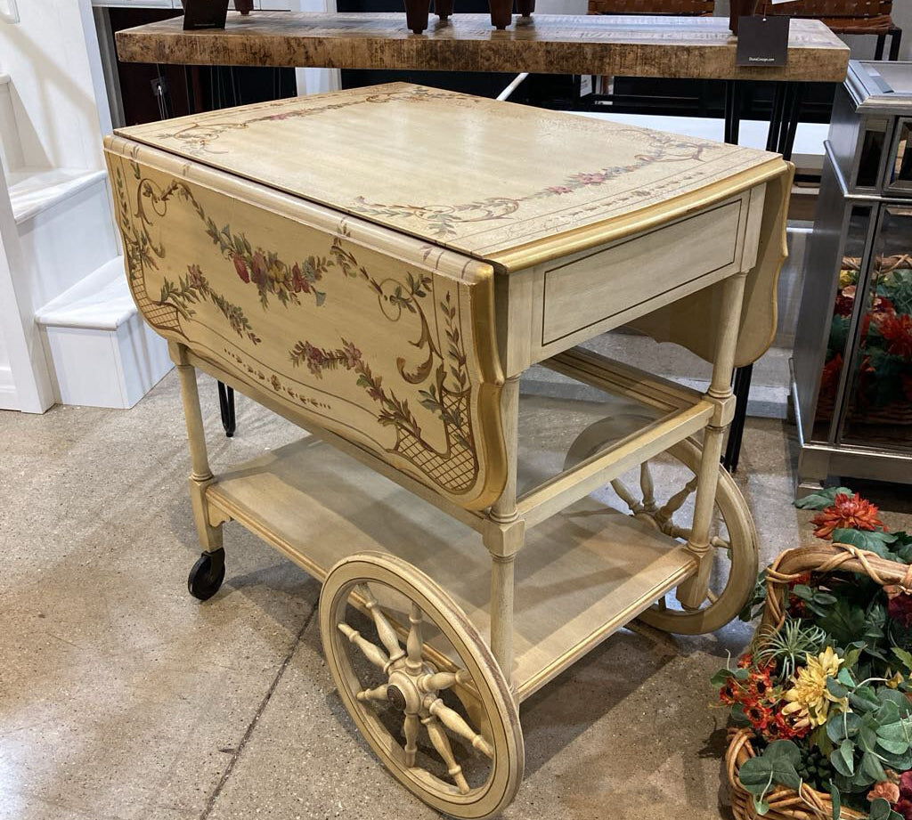 Vintage Drop- Leaf French Country Serving Cart FURNITURE 29w19d30h