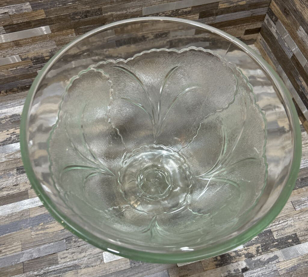Vintage Indiana Glass Pebble Leaf Punch Bowl ACCESSORIES 10d9h