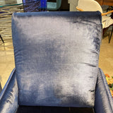 American Leather Blake Plush Velvet Swivel Manual Recliner RECLINERS Blue 27w32d28h