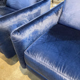 American Leather Blake Plush Velvet Swivel Manual Recliner RECLINERS Blue 27w32d28h