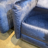 American Leather Blake Plush Velvet Swivel Manual Recliner RECLINERS Blue 27w32d28h