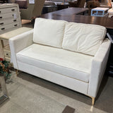 MCM Track-Arm w/ Brass Legs LOVE SEAT Eggshell White 50.5w28d30h