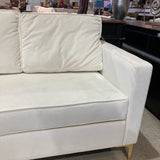 MCM Track-Arm w/ Brass Legs LOVE SEAT Eggshell White 50.5w28d30h