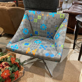Davis Furniture Lipse Too Swivel Lounge w/ Graphic Modern Fabric Upholstery CHAIR 30Wx28Dx30H